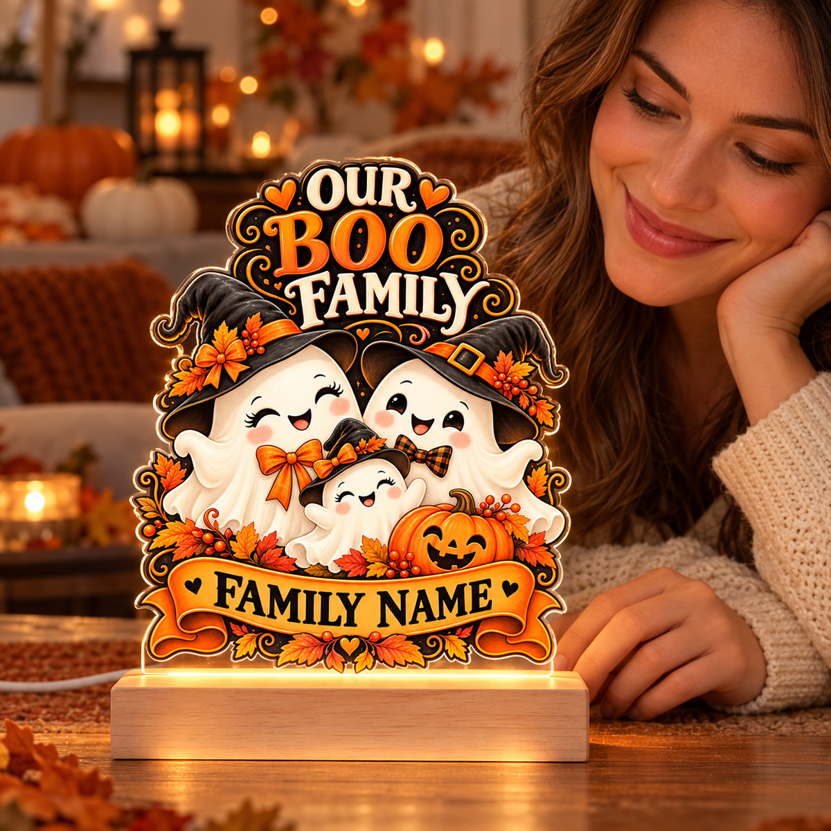Custom ‘My Little Boo’ Halloween Night Light – Personalized LED Acrylic Lamp