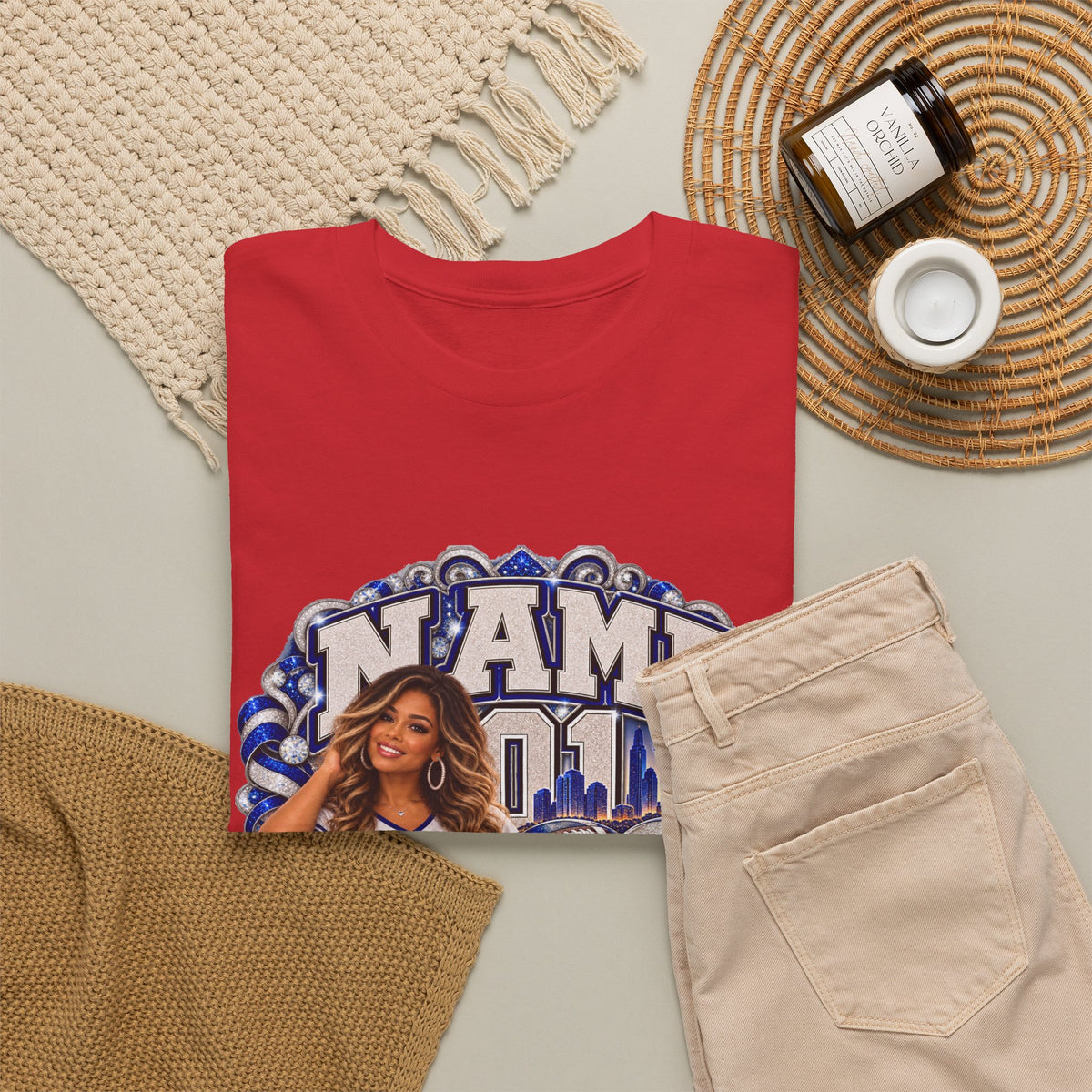 Personalized Football Mom Shirt – Custom Player Name, Number & Team Name – Lady Mascot Game Day Mom Tee – Glitter Effect