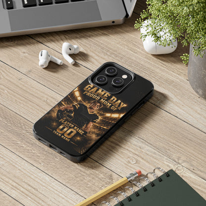 Personalized Game Day Proud Mom Photo Phone Case – Black & Gold