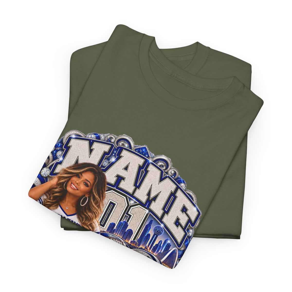 Personalized Football Mom Shirt – Custom Player Name, Number & Team Name – Lady Mascot Game Day Mom Tee – Glitter Effect