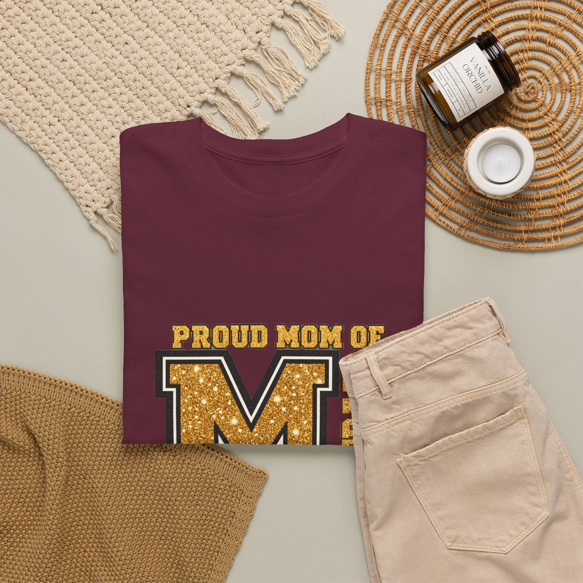 Personalized Football Mom Varsity Monogram Shirt – Proud Mom Of, Custom Player Name Team Number, Printed Glitter