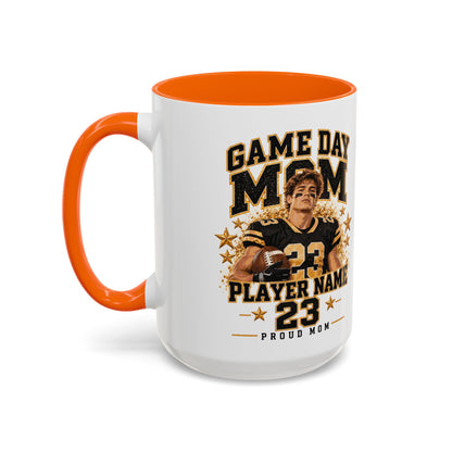 Personalized Game Day Mom Photo Mug – Custom Football Player Name & Number