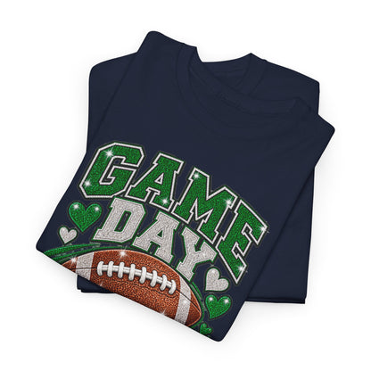 Personalized Game Day Football Grandma Shirt — Emerald Silver