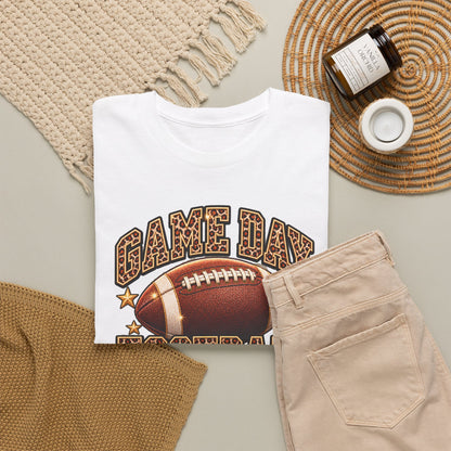 Personalized Game Day Football Mama Shirt — Leopard Gold