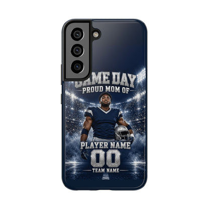 Personalized Game Day Proud Mom Photo Phone Case – Navy & Silver