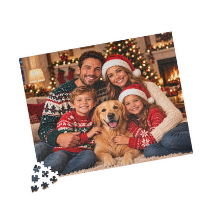 Personalized Christmas Family Photo Puzzle, Custom Family Name Puzzle, Christmas Gift for Family, Custom Photo Puzzle, Holiday Keepsake