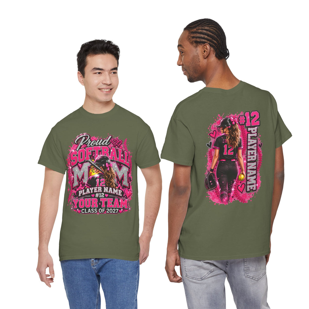 Personalized Softball Mom Shirt, Custom Player Name Number Team, Proud Softball Mom Tee, Class of 2027, Game Day Mom Gift