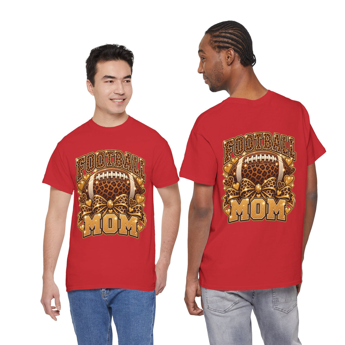 Football Mom T-Shirt — Leopard Football Design, Game Day Mom Tee
