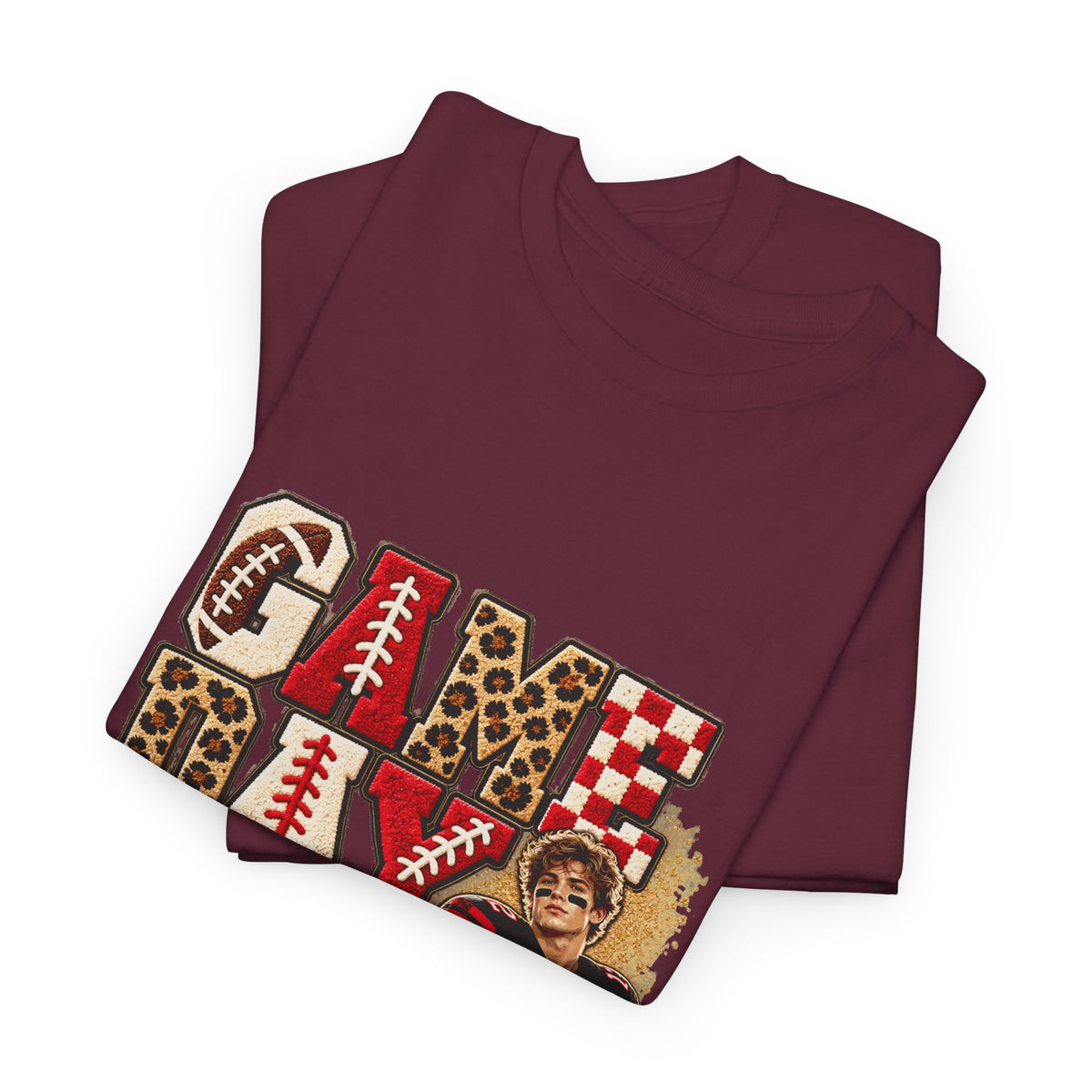 Personalized Game Day Football Mom Photo Shirt – Leopard Chenille Effect, Proud Mom of, Custom Player Name Team 2027
