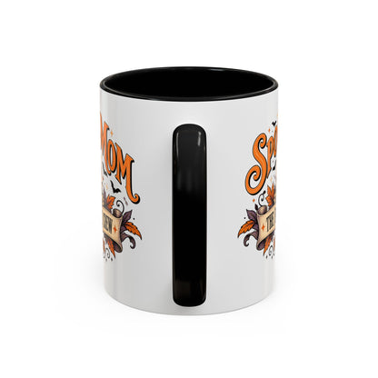 Personalized Spooky Mom Halloween Mug, Custom Family Name Coffee Cup, Halloween Mom Gift, Pumpkin Mug, Fall Gift for Mom