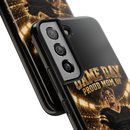 Personalized Game Day Proud Mom Photo Phone Case – Black & Gold