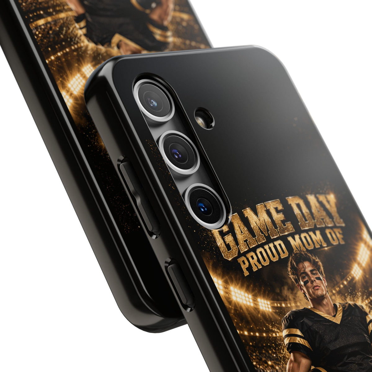 Personalized Game Day Proud Mom Photo Phone Case – Black & Gold