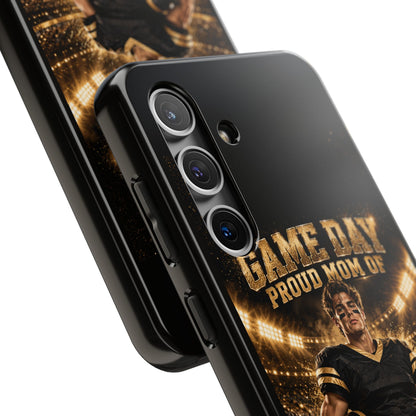 Personalized Game Day Proud Mom Photo Phone Case – Black & Gold