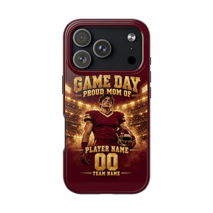 Personalized Game Day Proud Mom Photo Phone Case – Burgundy & Gold
