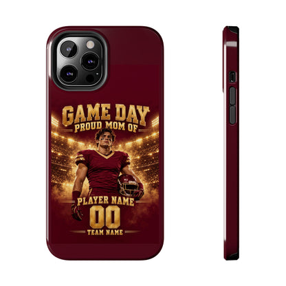 Personalized Game Day Proud Mom Photo Phone Case – Burgundy & Gold