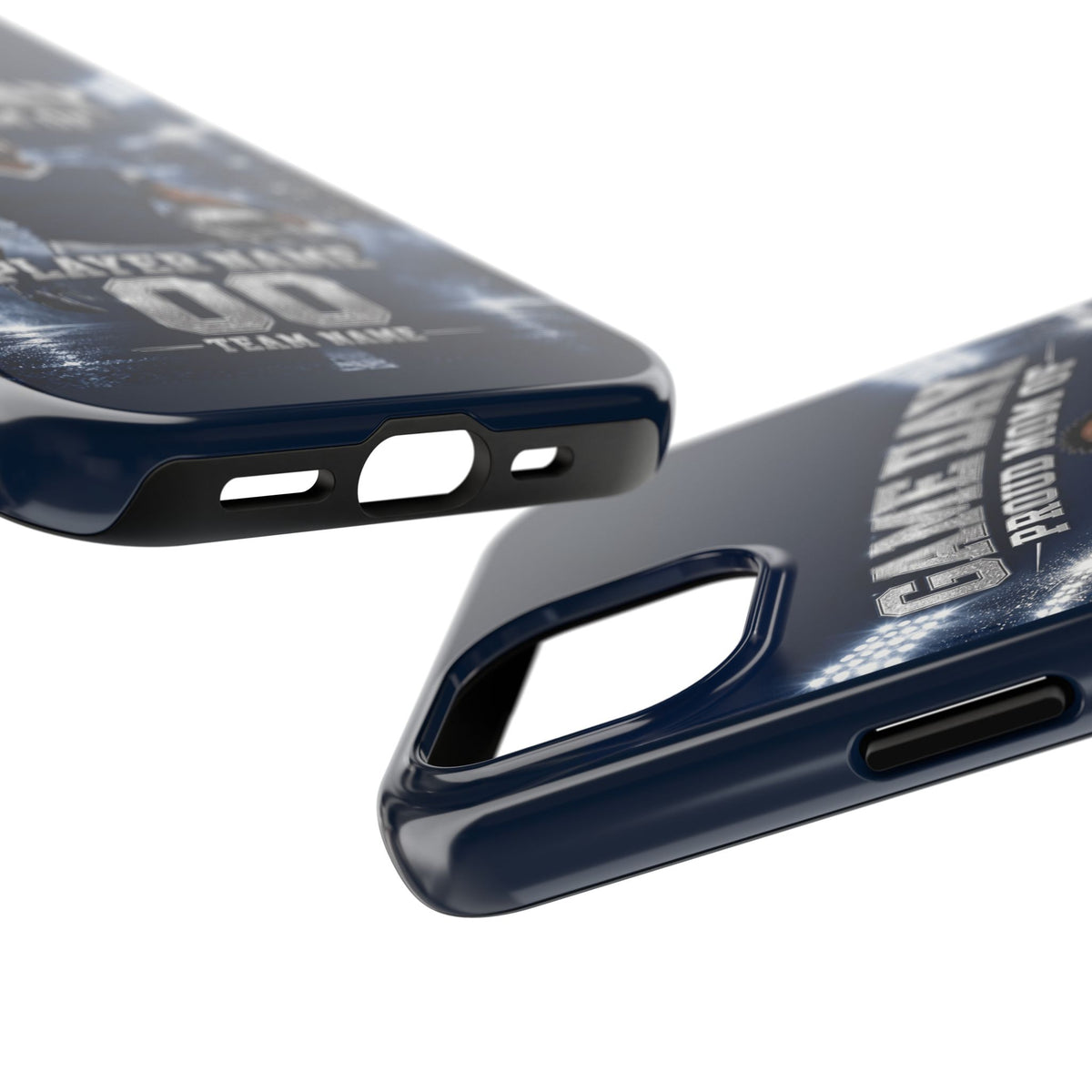 Personalized Game Day Proud Mom Photo Phone Case – Navy & Silver