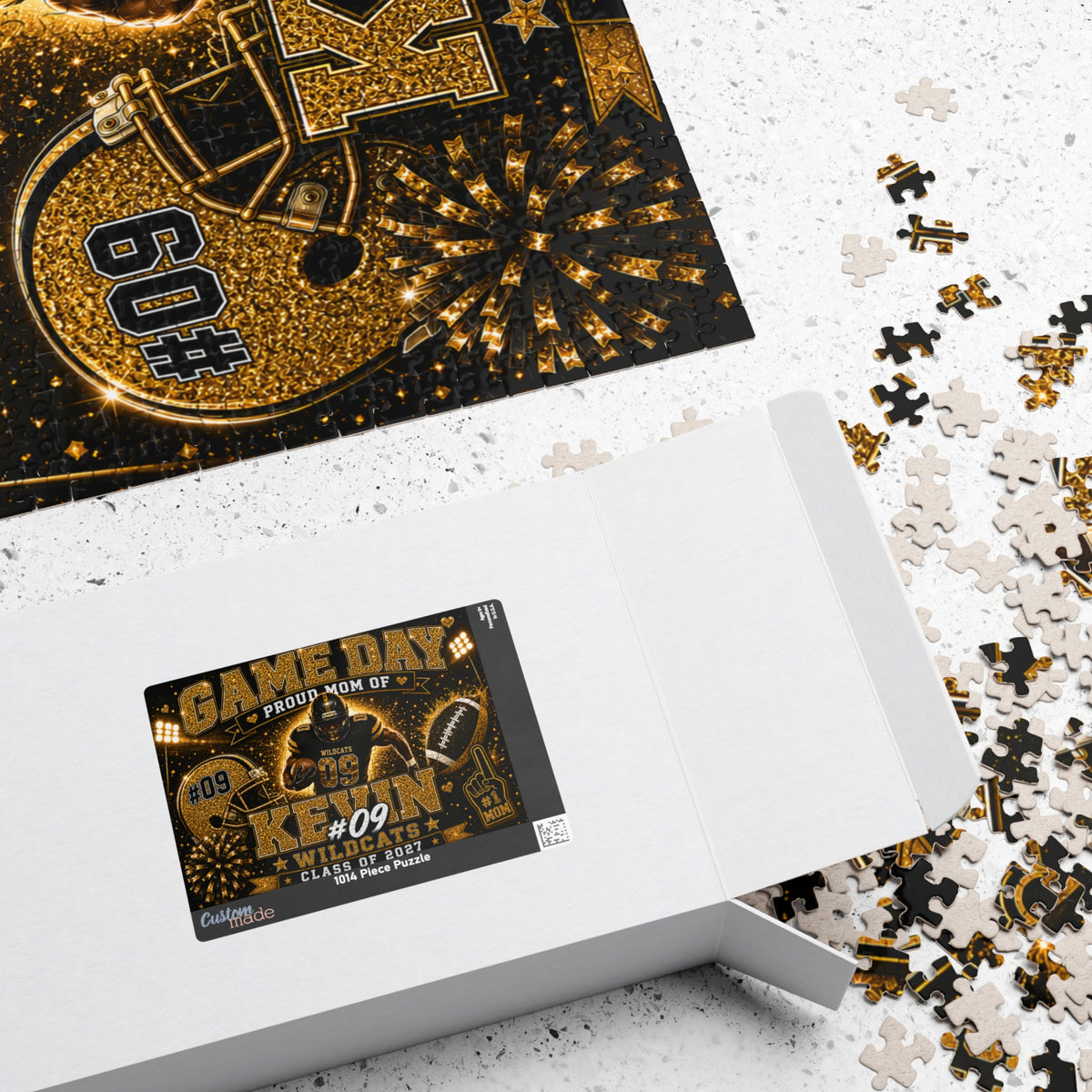 Personalized Football Mom Puzzle, Game Day Senior Mom Gift, Custom Player Name Number Team, Class of 2027 Football Gift