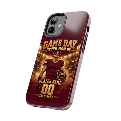 Personalized Game Day Proud Mom Photo Phone Case – Burgundy & Gold