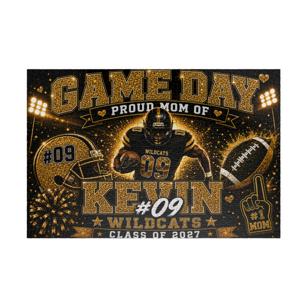 Personalized Football Mom Puzzle, Game Day Senior Mom Gift, Custom Player Name Number Team, Class of 2027 Football Gift