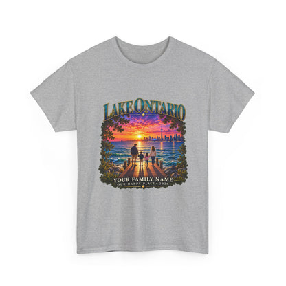 Personalized Lake Ontario Family T-Shirt – Toronto Sunset, Custom Family Name & Our Happy Place