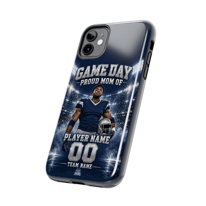 Personalized Game Day Proud Mom Photo Phone Case – Navy & Silver