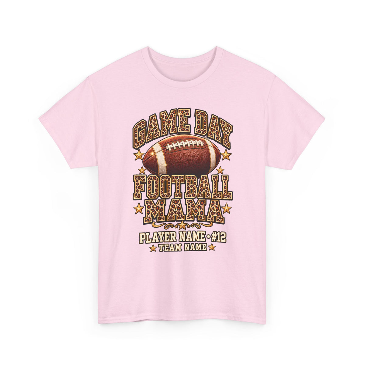Personalized Game Day Football Mama Shirt — Leopard Gold