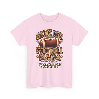Personalized Game Day Football Mama Shirt — Leopard Gold