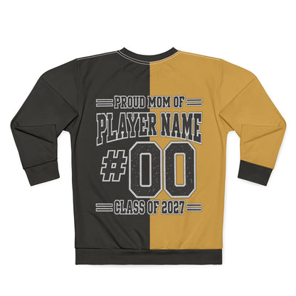 Personalized Lions Mom Two Tone Sweatshirt – Black & Gold, Custom Player Name Number