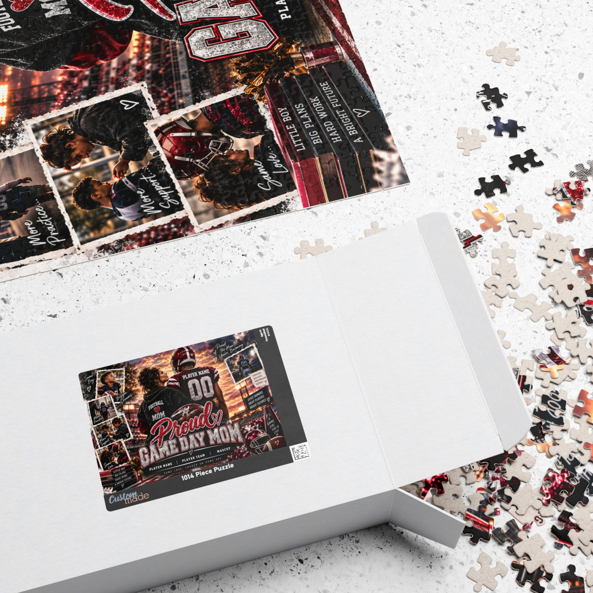Personalized Football Mom Puzzle – Proud Game Day Mom Gift, Custom Player Name & Team, Mother Son Keepsake, Senior Night Gift 110 520 1014 pice