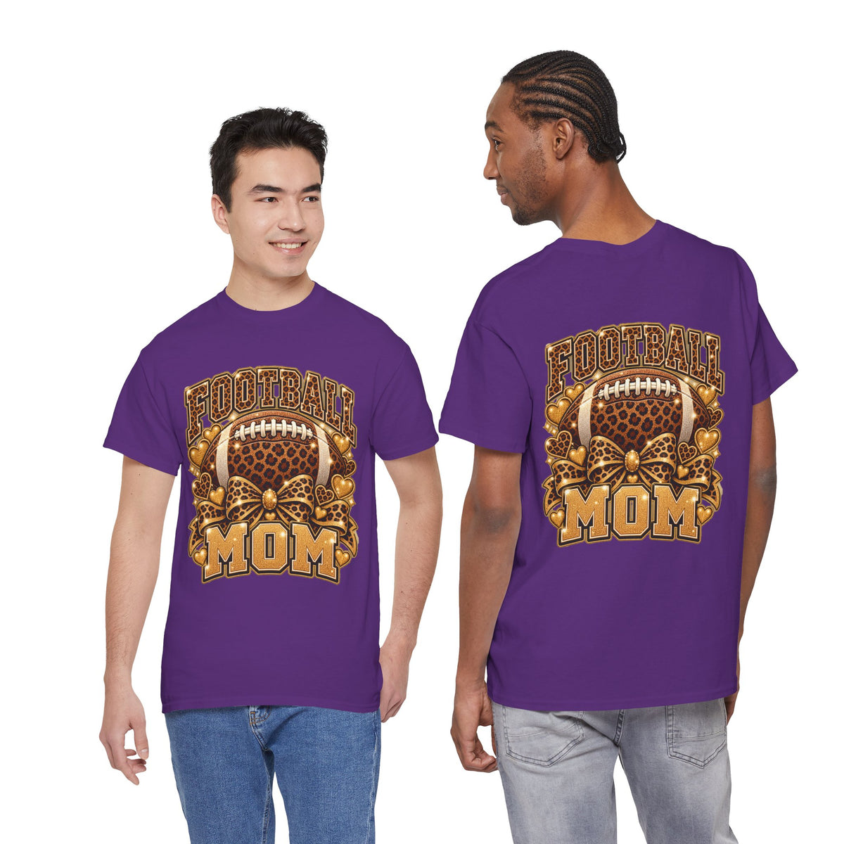 Football Mom T-Shirt — Leopard Football Design, Game Day Mom Tee