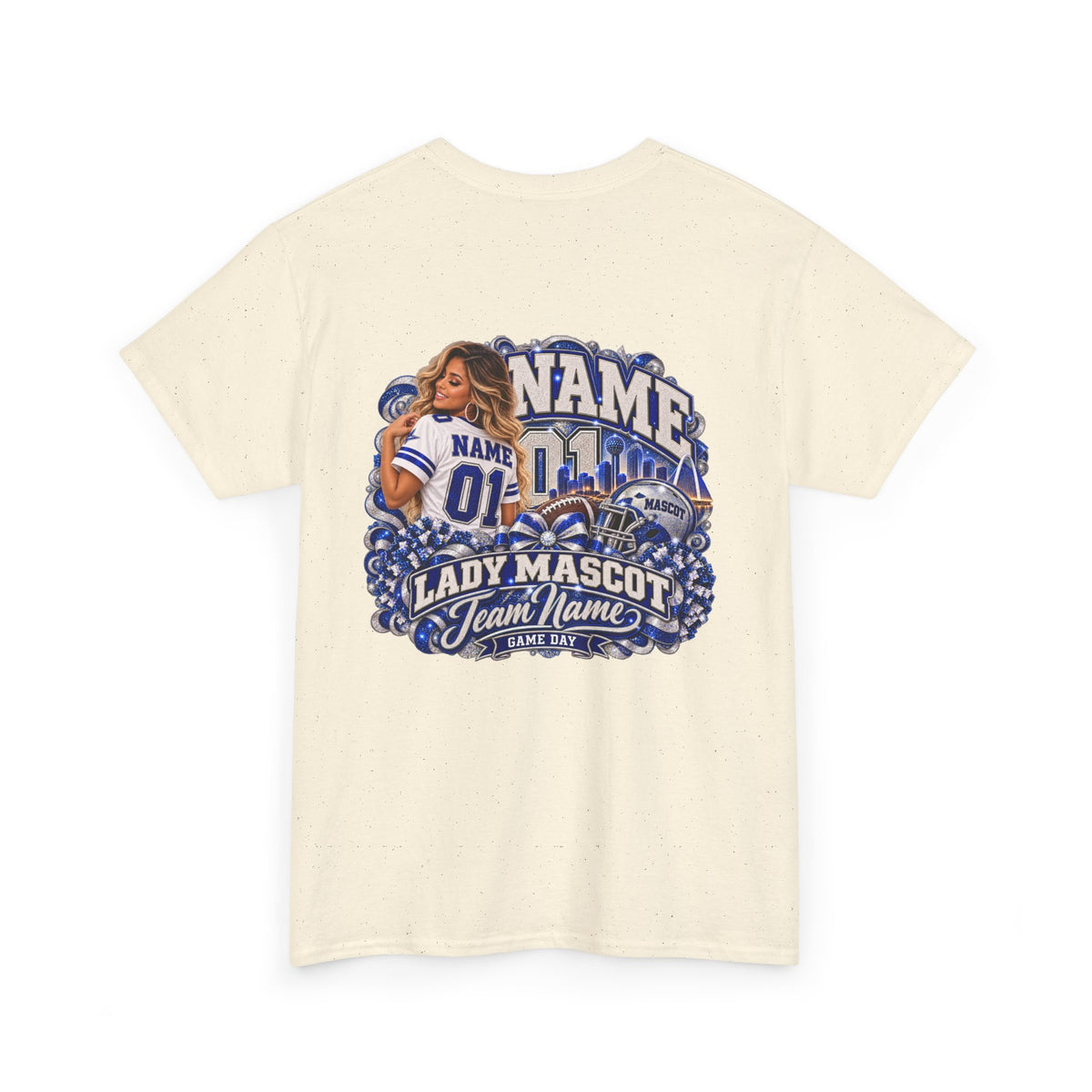 Personalized Football Mom Shirt – Custom Player Name, Number & Team Name – Lady Mascot Game Day Mom Tee – Glitter Effect