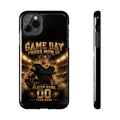 Personalized Game Day Proud Mom Photo Phone Case – Black & Gold