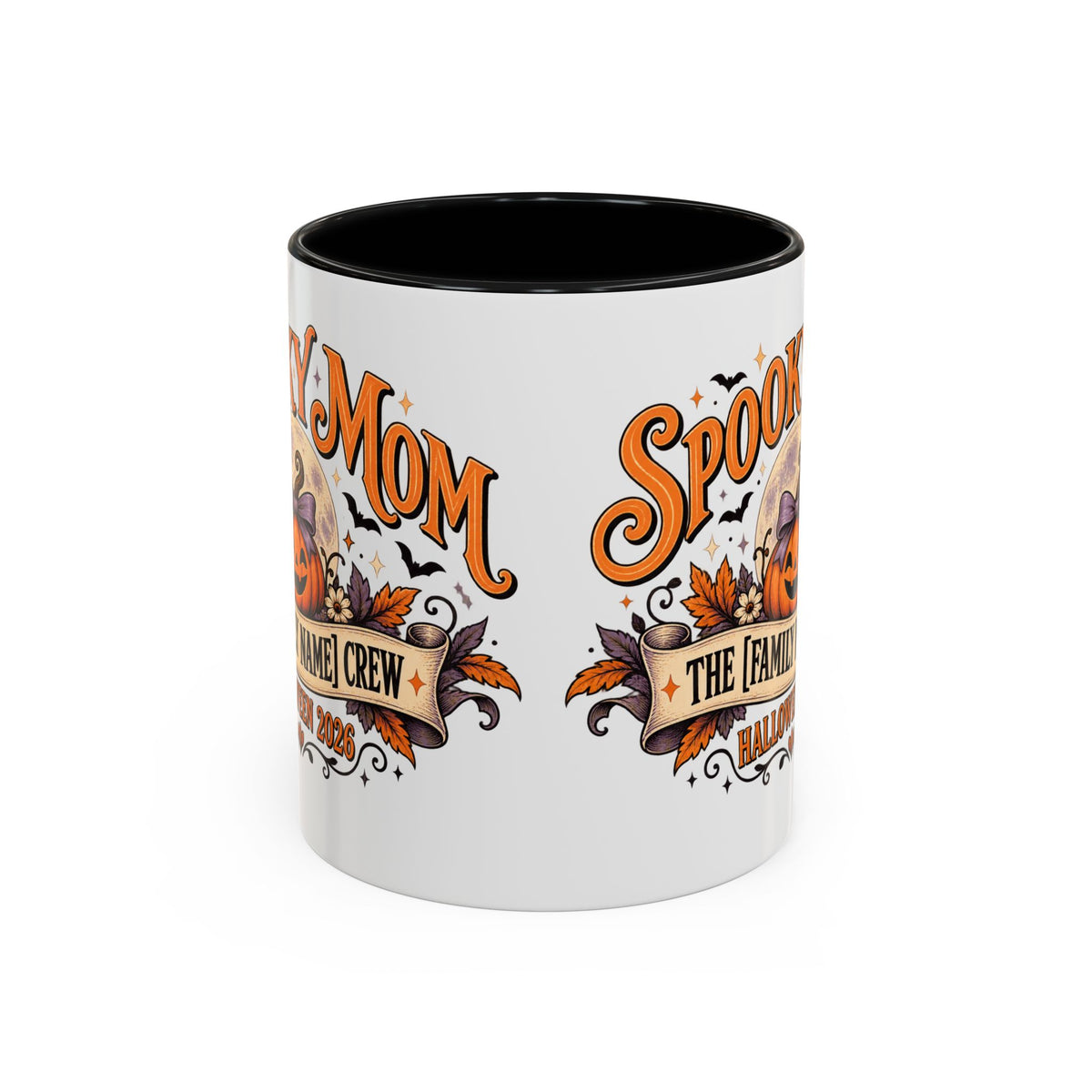 Personalized Spooky Mom Halloween Mug, Custom Family Name Coffee Cup, Halloween Mom Gift, Pumpkin Mug, Fall Gift for Mom