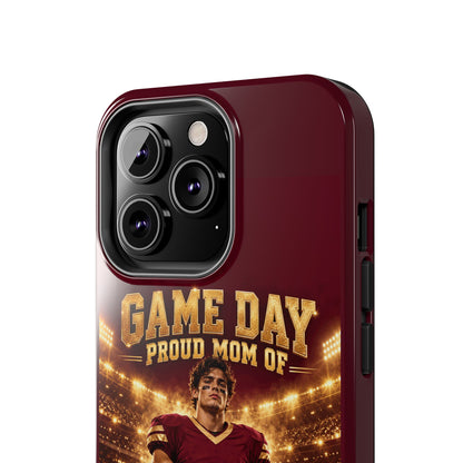 Personalized Game Day Proud Mom Photo Phone Case – Burgundy & Gold