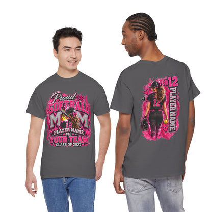 Personalized Softball Mom Shirt, Custom Player Name Number Team, Proud Softball Mom Tee, Class of 2027, Game Day Mom Gift