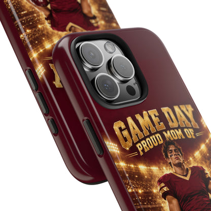 Personalized Game Day Proud Mom Photo Phone Case – Burgundy & Gold
