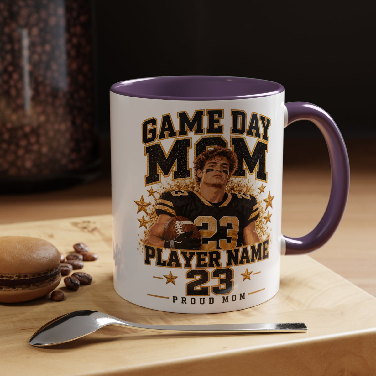 Personalized Game Day Mom Photo Mug – Custom Football Player Name & Number
