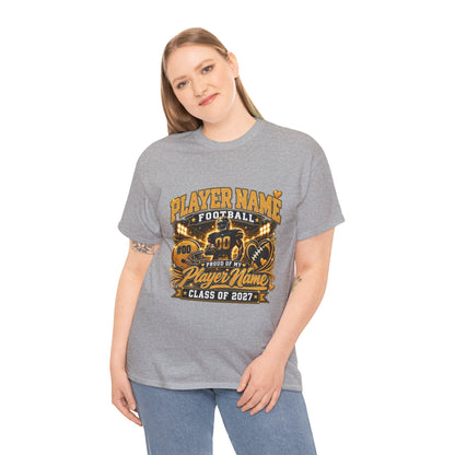 Personalized Senior Football Mom Shirt, Custom Player Name Team Number Tee, Class of 2027 Game Day Mom Shirt, Glitter Effect Football Gift
