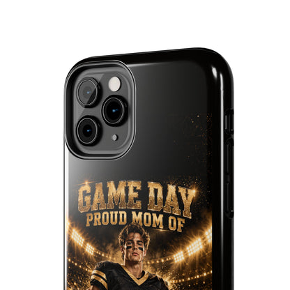 Personalized Game Day Proud Mom Photo Phone Case – Black & Gold