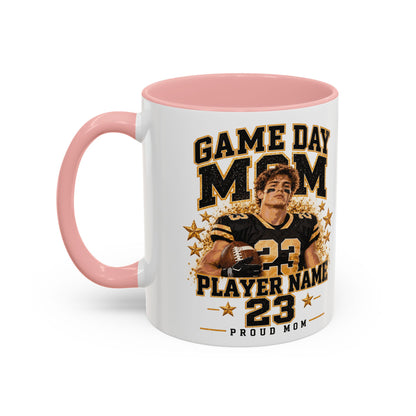 Personalized Game Day Mom Photo Mug – Custom Football Player Name & Number