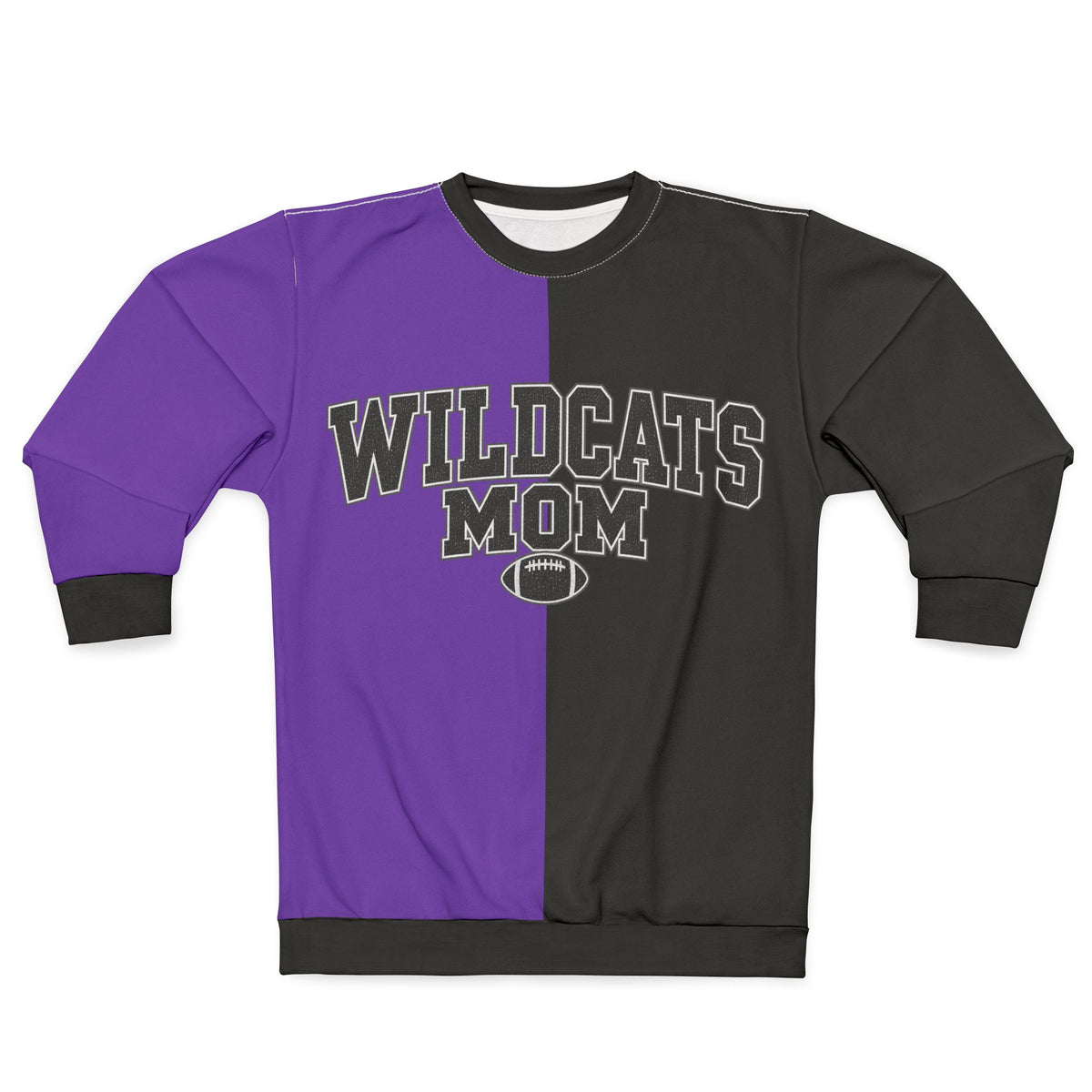 Personalized Wildcats Mom Two Tone Sweatshirt – Black & Purple, Custom Player Name Number