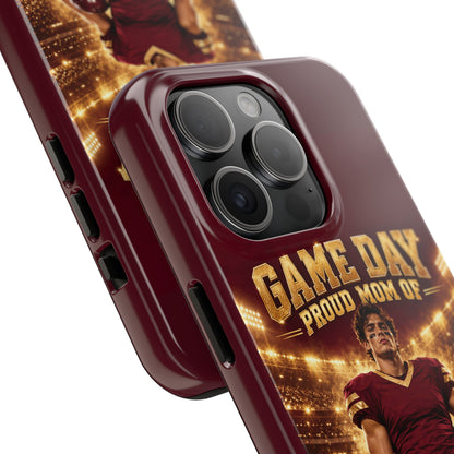 Personalized Game Day Proud Mom Photo Phone Case – Burgundy & Gold