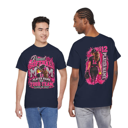 Personalized Softball Mom Shirt, Custom Player Name Number Team, Proud Softball Mom Tee, Class of 2027, Game Day Mom Gift