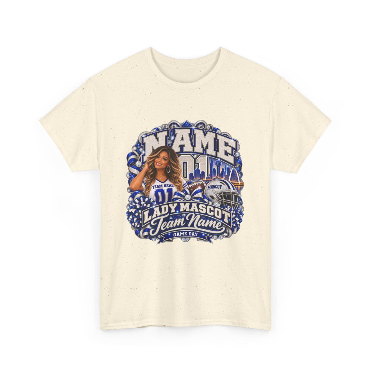 Personalized Football Mom Shirt – Custom Player Name, Number & Team Name – Lady Mascot Game Day Mom Tee – Glitter Effect