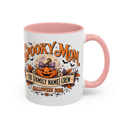 Personalized Spooky Mom Halloween Mug, Custom Family Name Coffee Cup, Halloween Mom Gift, Pumpkin Mug, Fall Gift for Mom