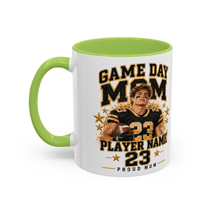 Personalized Game Day Mom Photo Mug – Custom Football Player Name & Number
