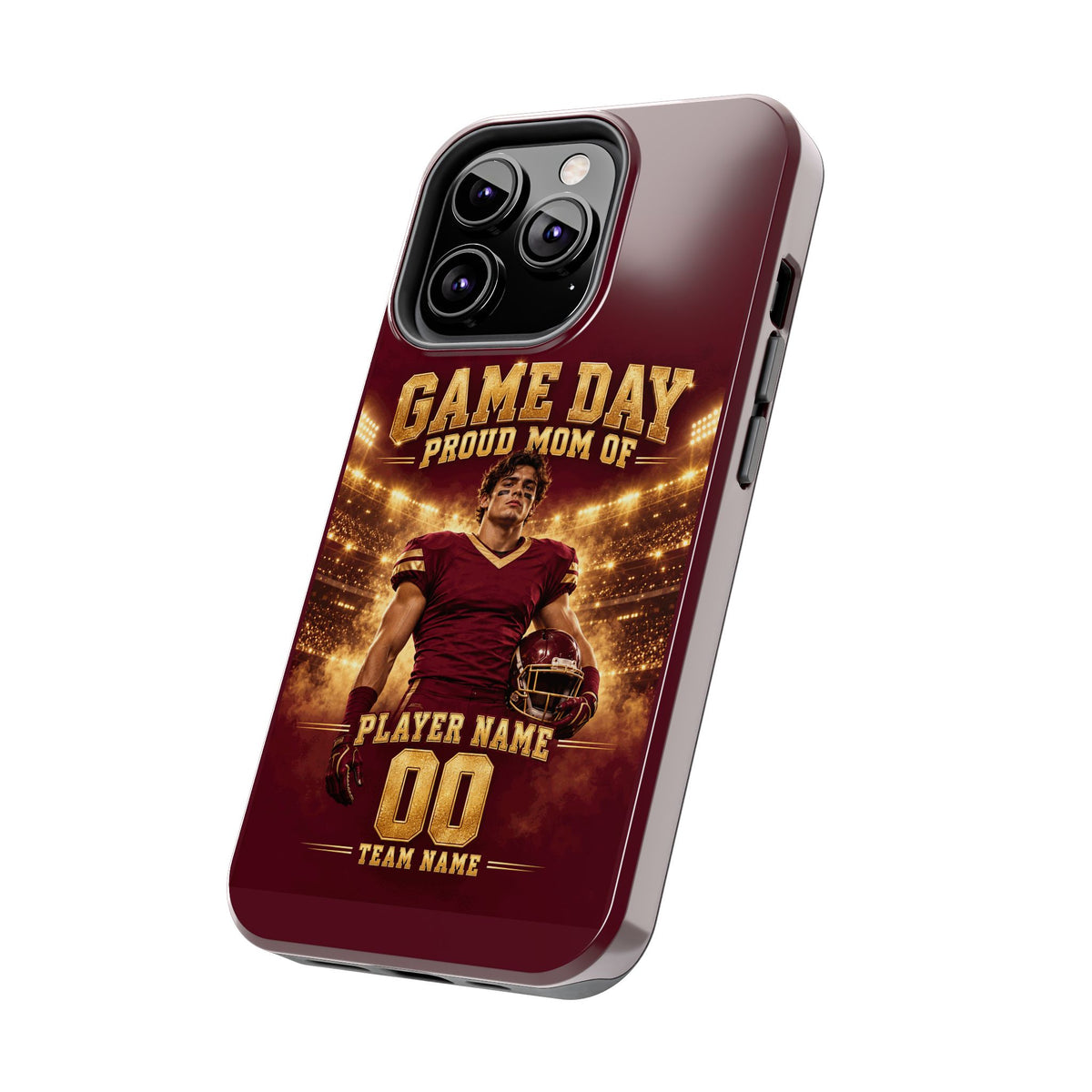 Personalized Game Day Proud Mom Photo Phone Case – Burgundy & Gold