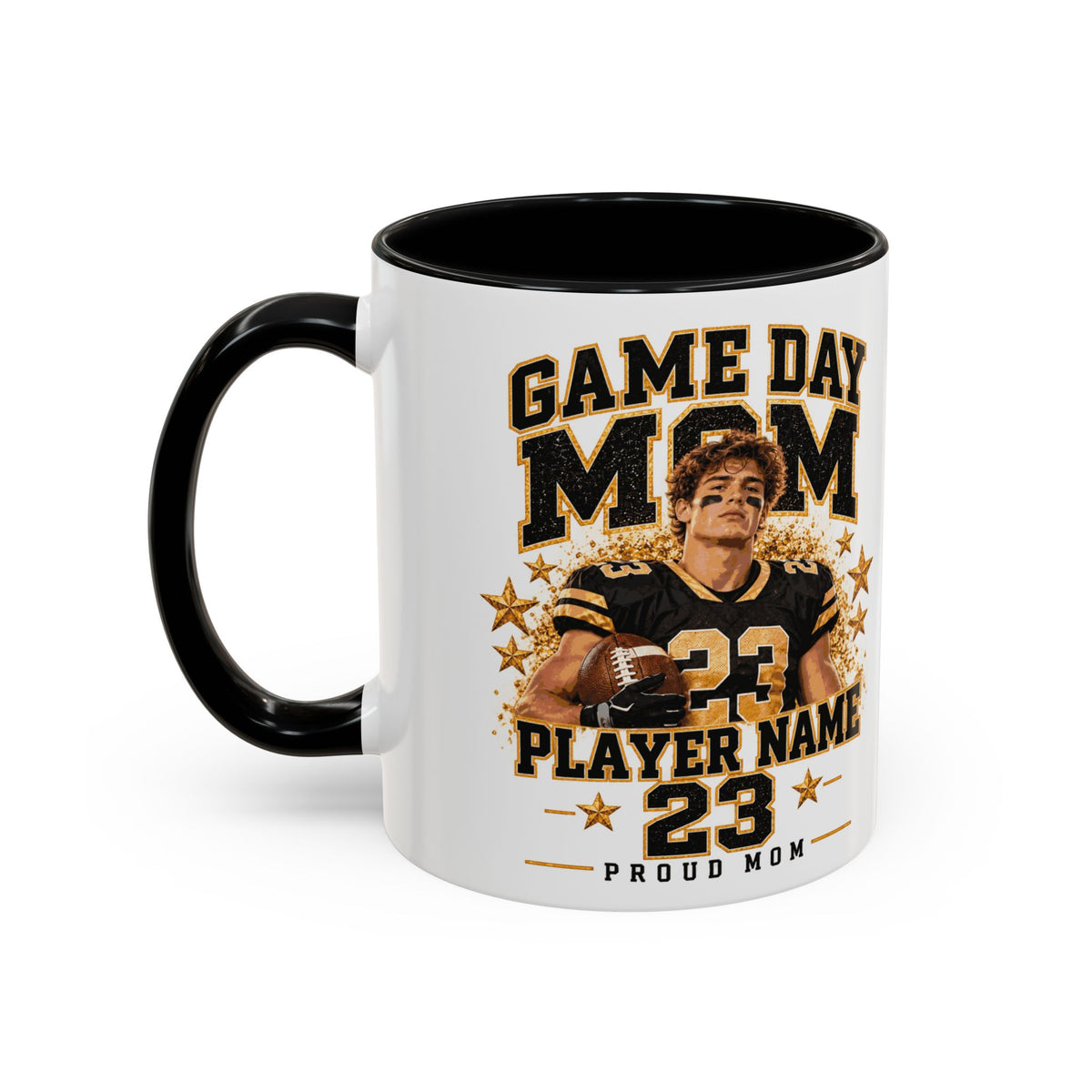 Personalized Game Day Mom Photo Mug – Custom Football Player Name & Number