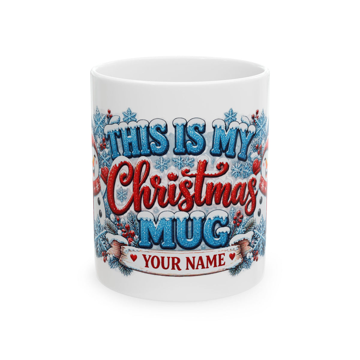 Personalized This Is My Christmas Mug — Cute Snowmen
