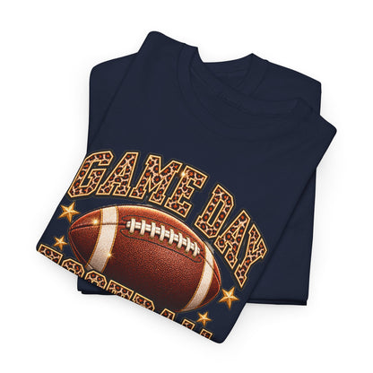 Personalized Game Day Football Mama Shirt — Leopard Gold